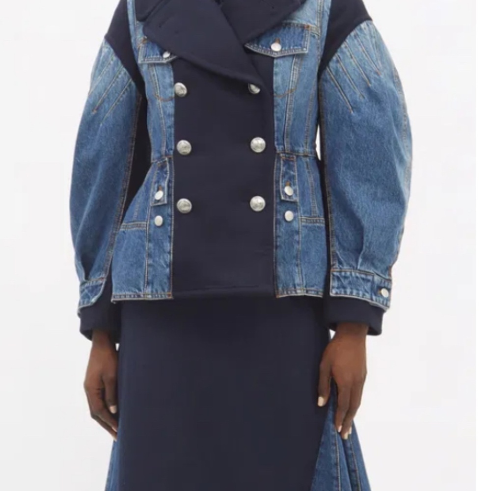 🔥ALEXANDER MCQUEEN Hybrid Peplum-Hem Denim And Wool-Blend Jacket🔥 - Picture 2 of 6